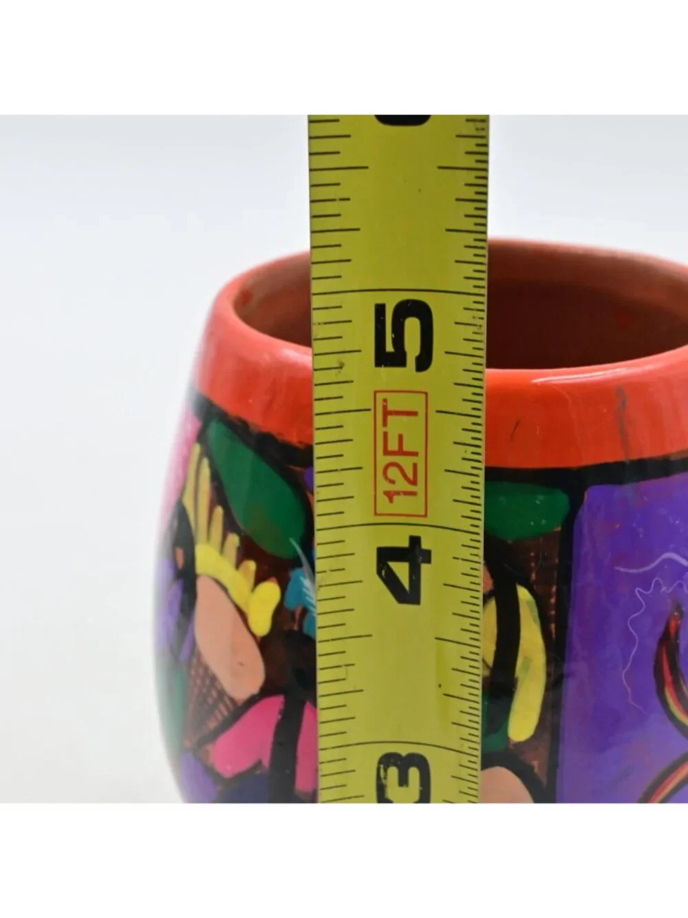 Terracotta Mexican Folk Art Pottery Planter/Vase 5